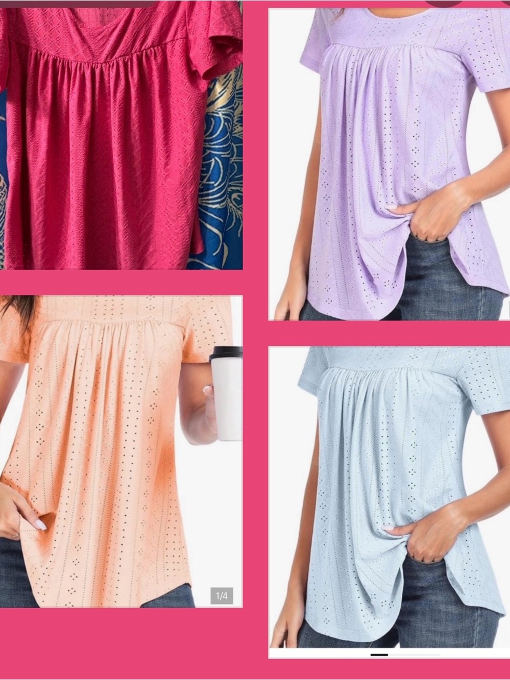 Bundle of 4 Eyelet Peasant Tunic Tops 2xl